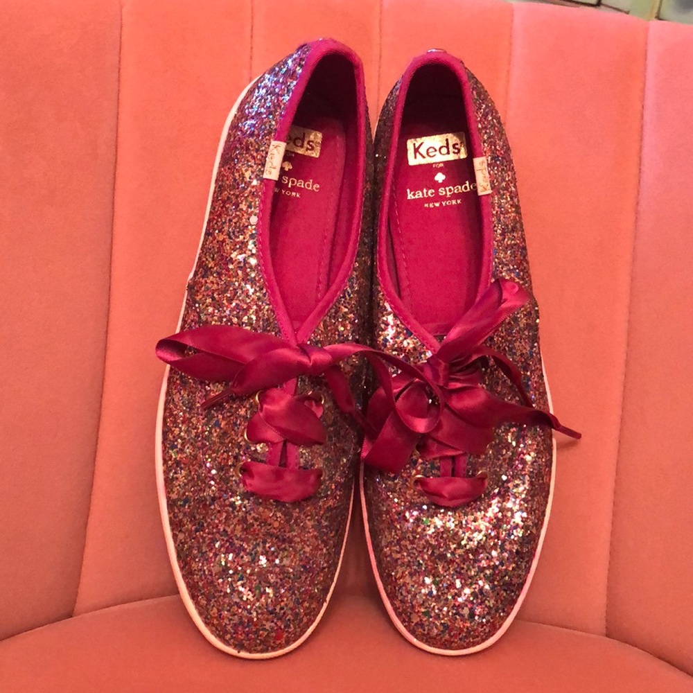 Kate Spade Keds Glitter Purple Multi Color Shoes Gem